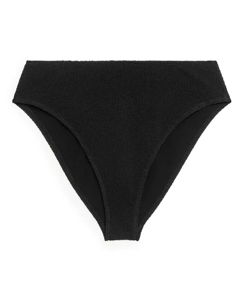 Arket Crinkle-Bikinihose Mit Mittelhohem Bund - Schwarz Schwarz