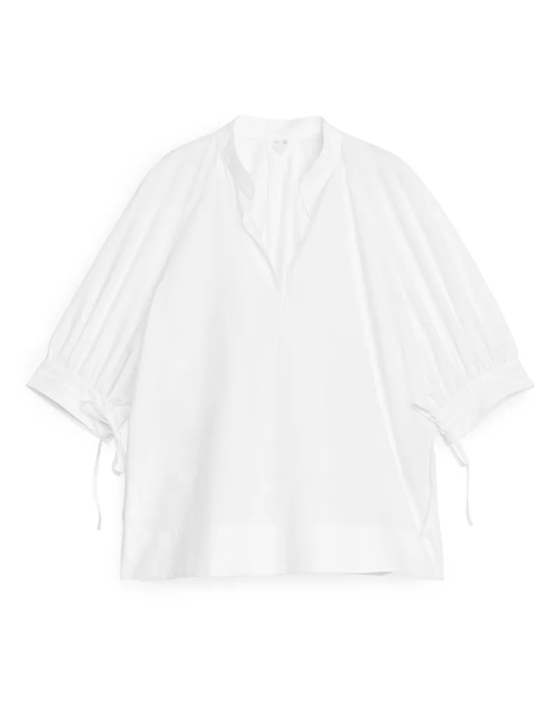 Arket Bluse Mit Puffärmeln - Weiß Weiß