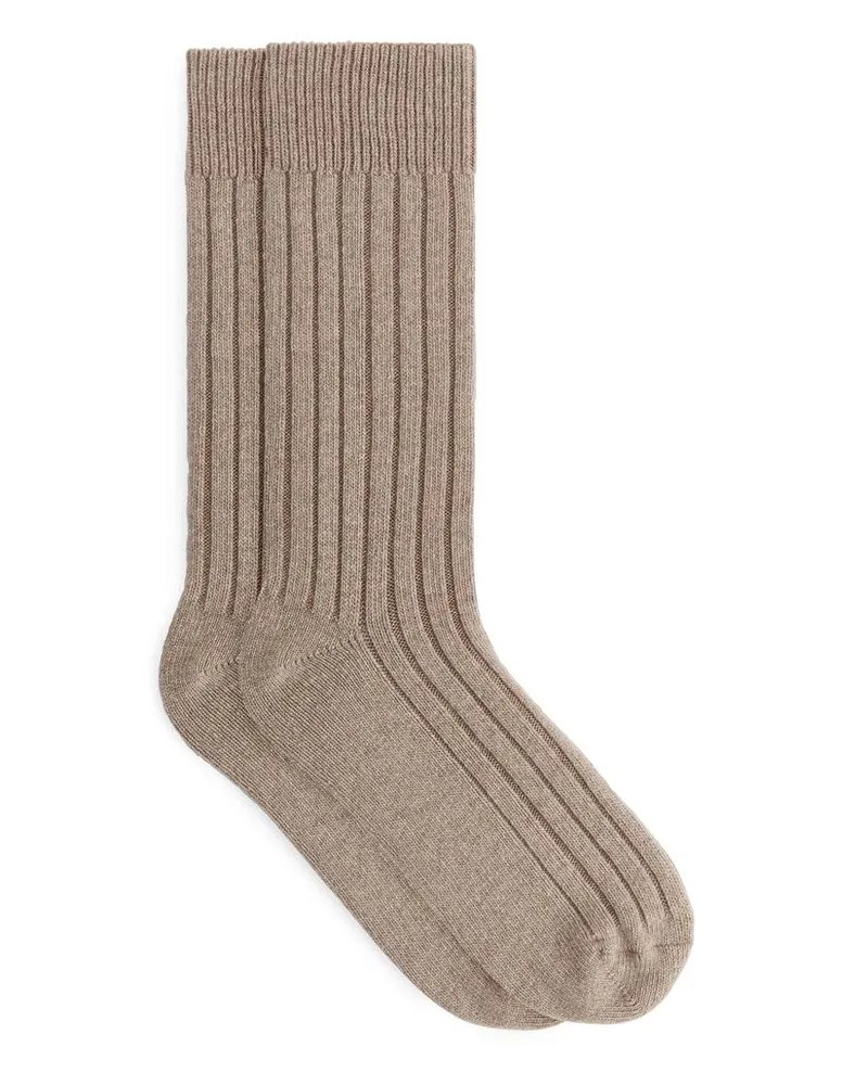 Arket Rippstricksocken Aus Kaschmirmischung - Beige Beige
