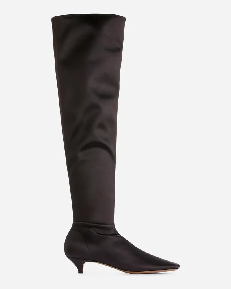 Arket Overknee-Stiefel Aus Satin -Braun Braun