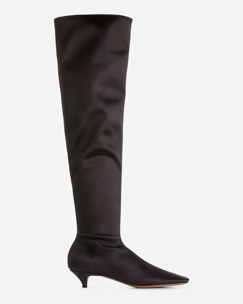 Arket Overknee-Stiefel Aus Satin -Braun Braun