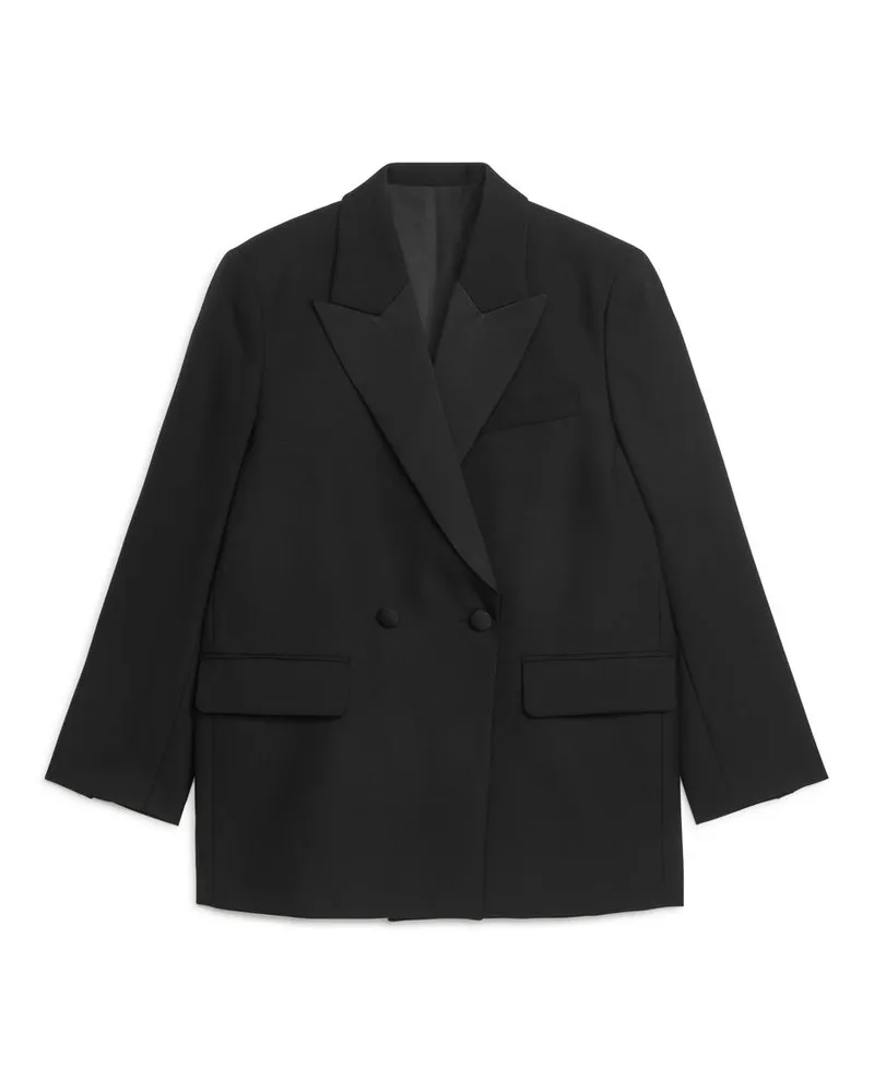 Arket Oversize-Blazer aus Hopsack-Wolle Schwarz