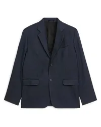 Arket Moderner Blazer aus Hanf Und Baumwolle Dunkelblau