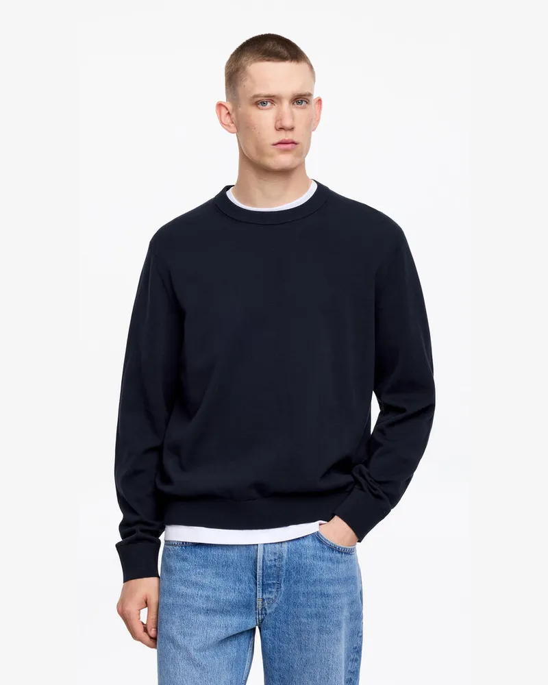 Arket Lightweight Cotton Crewneck Jumper -Blau Blau