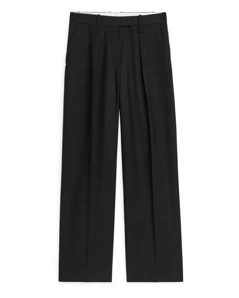 Arket Twillhose Aus Wollmix - Schwarz Schwarz