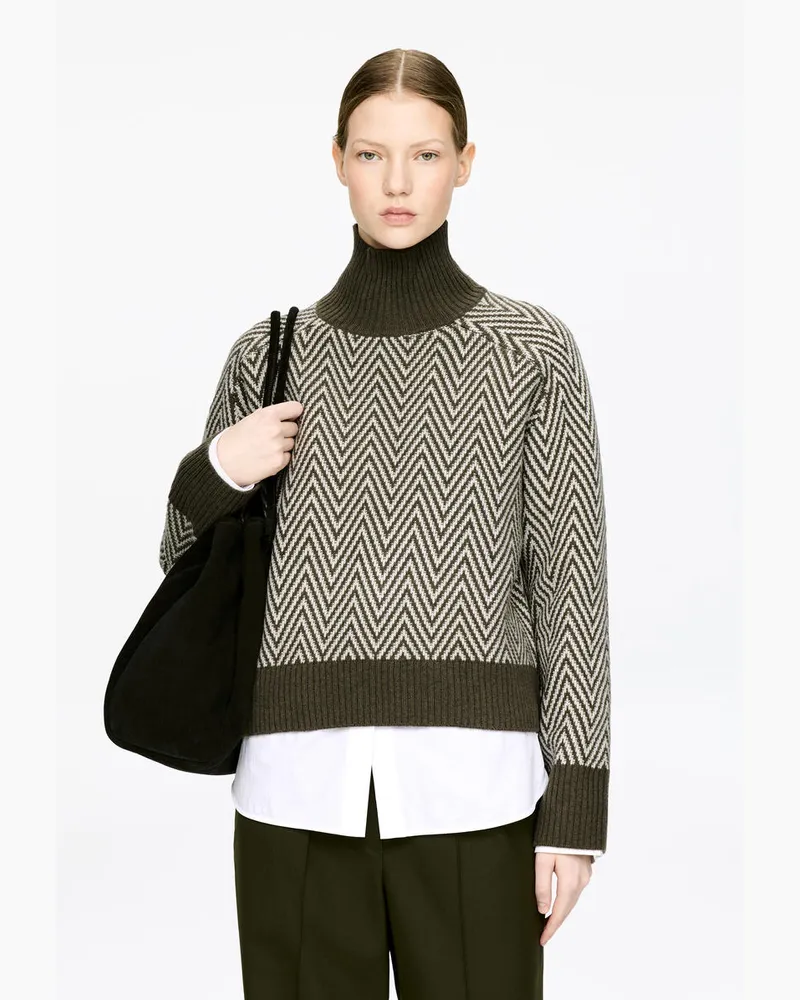 Arket Jacquard-Strickpullover Aus Wolle -Grün Grün