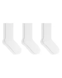 Arket Gerippte Baumwollsocken, 3Er-Pack Weiß