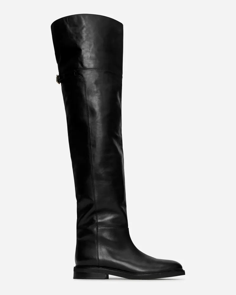 Arket Overknee-Stiefel Aus Leder -Schwarz Schwarz