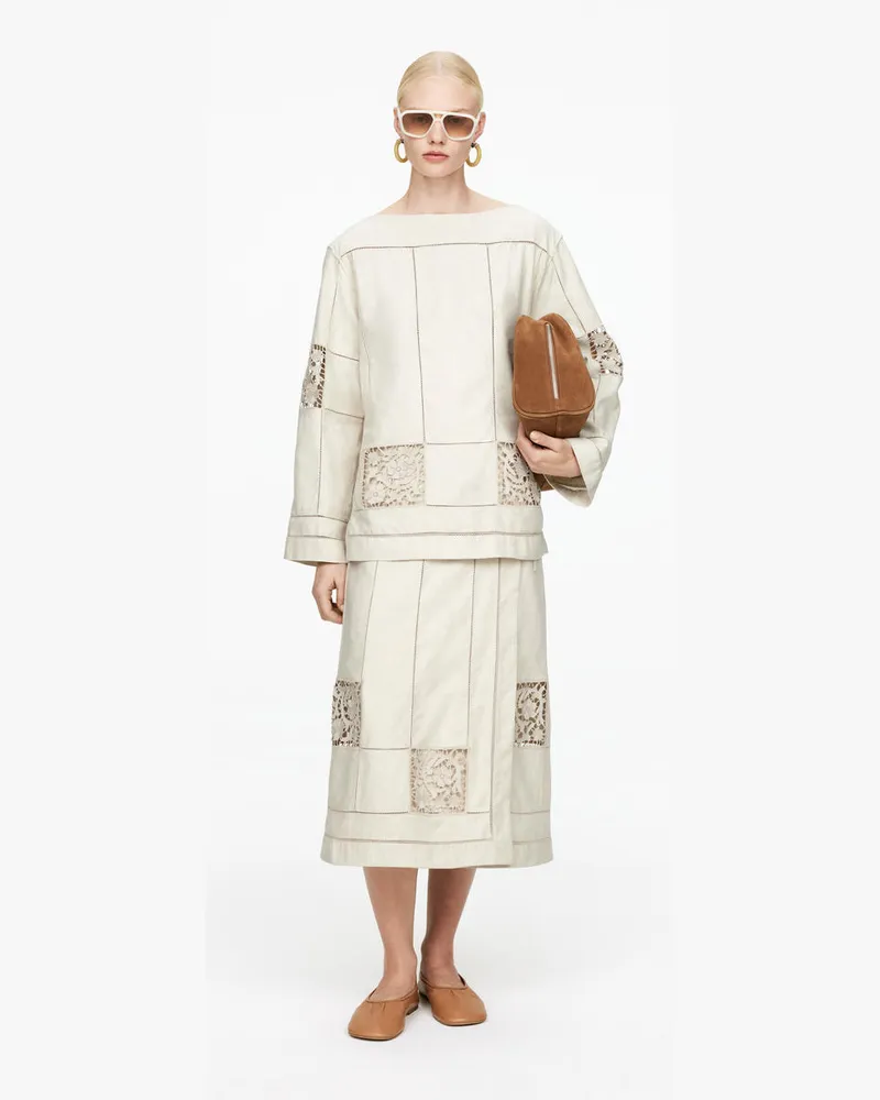 Arket Wickelrock Mit Stickerei -Beige Beige