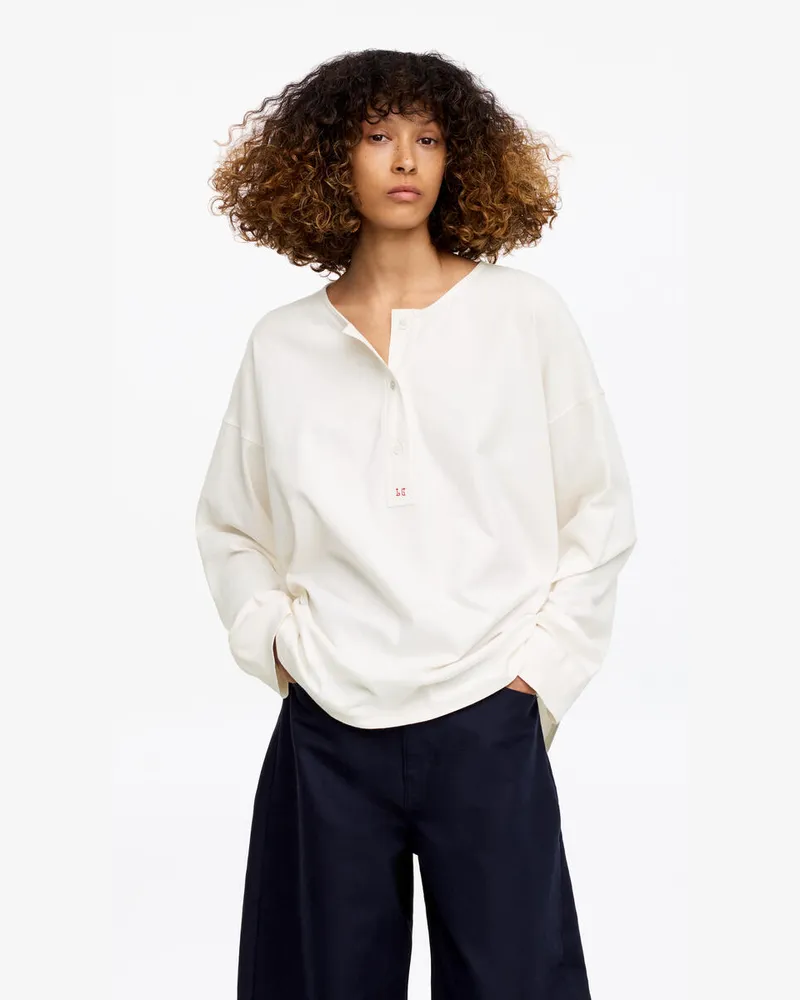 Arket ARKET Und Laila Gohar Henley-Shirt Mit Monogramm -Weiß Weiß