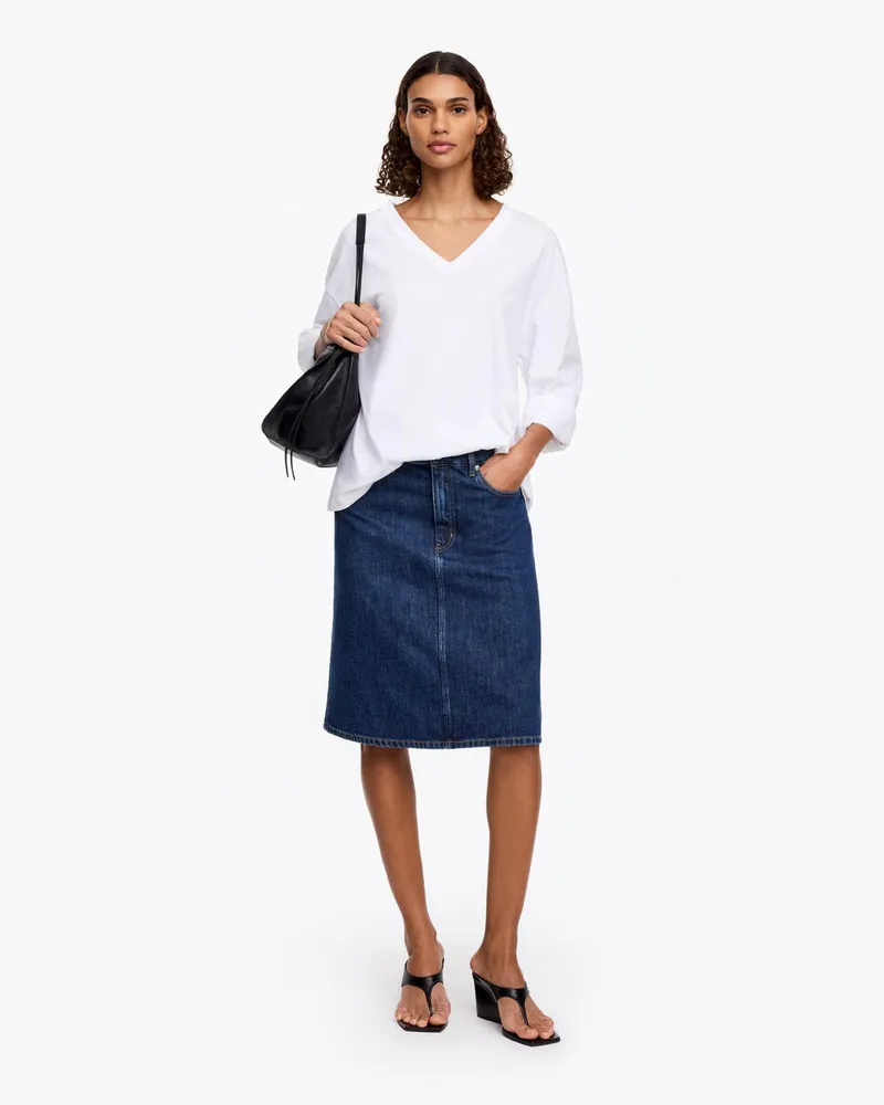 Arket A-Linien-Midirock Aus Denim -Blau Blau
