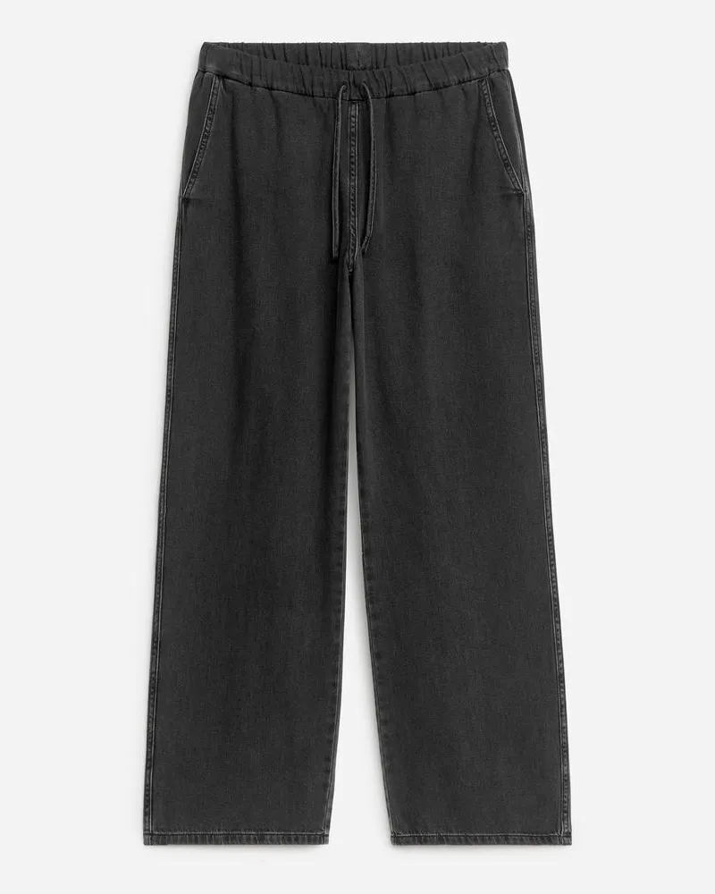 Arket Denimhose Mit Kordelzug - Schwarz Verwaschenes