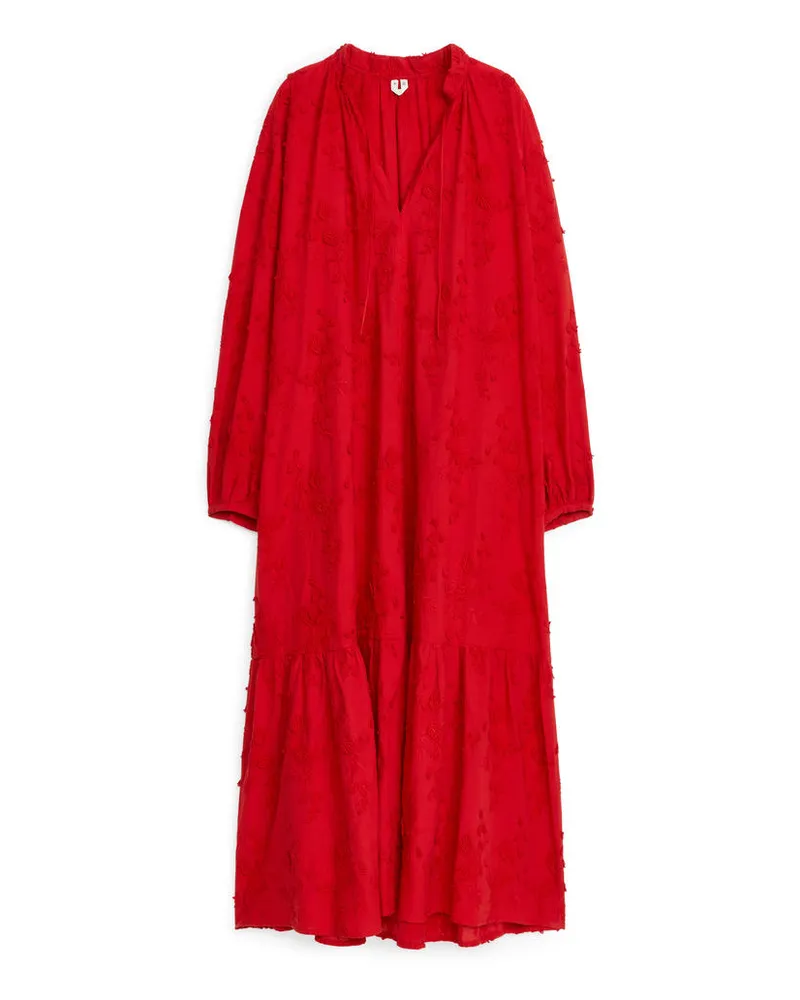 Arket Besticktes Maxikleid Rot