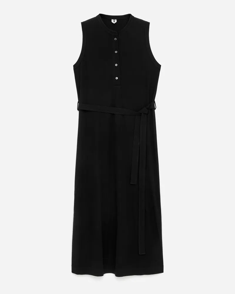 Arket Kleid Aus Stretch-Viskose -Schwarz Schwarz