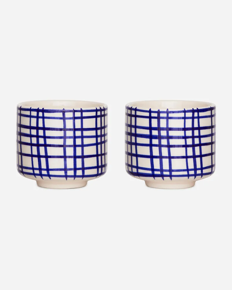 Arket Steinguttassen Im 2Er-Set - Blau|Mehrfarbig|Weiß Blau