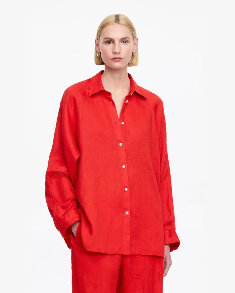 Arket Lockeres Leinenhemd -Rot Rot