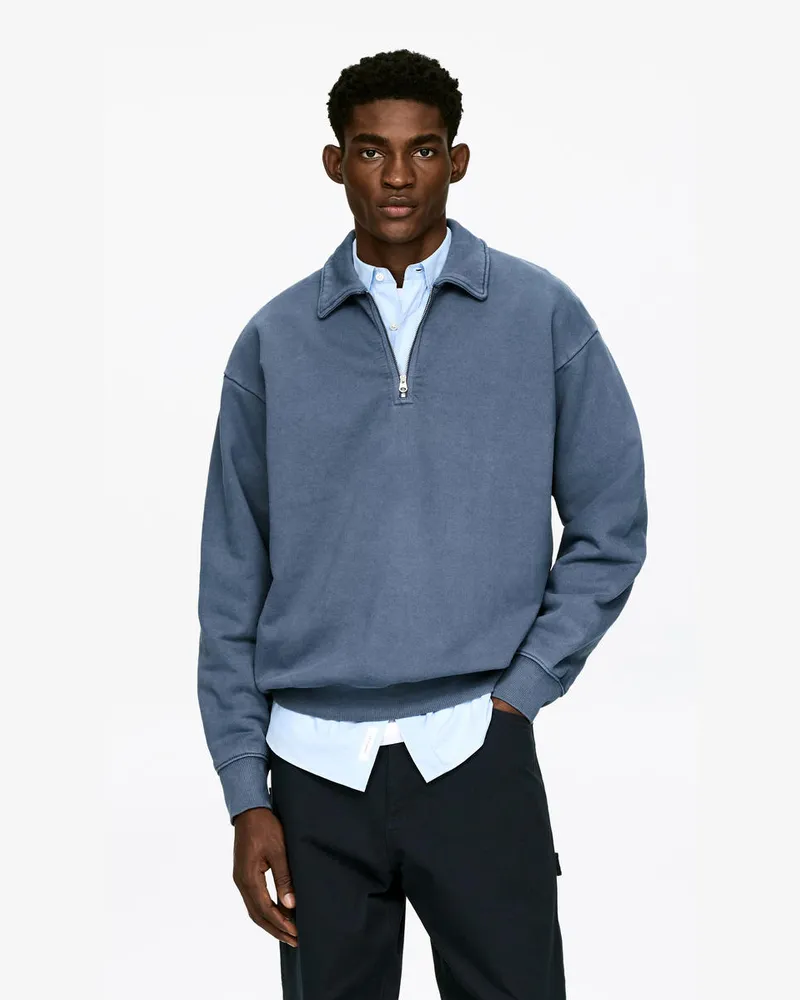 Arket Poloshirt Mit Kurzem Reißverschluss -Blau Blau