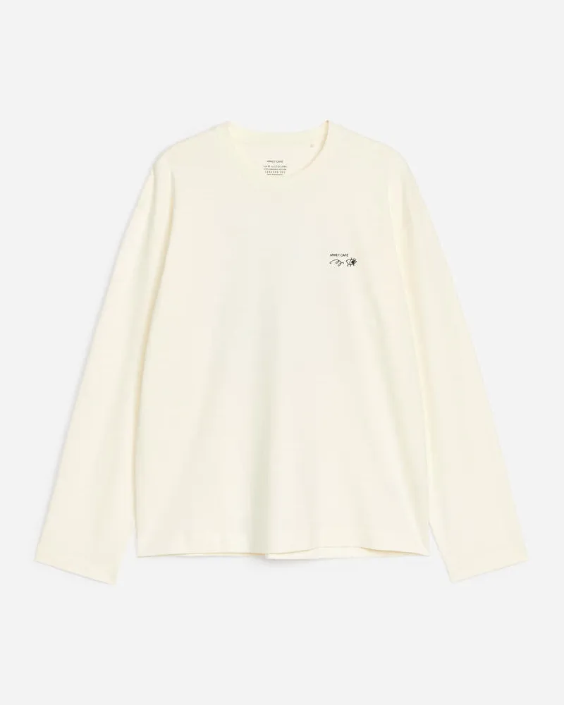 Arket Café Langarmshirt - Weiß|Mehrfarbig Cremeweiß
