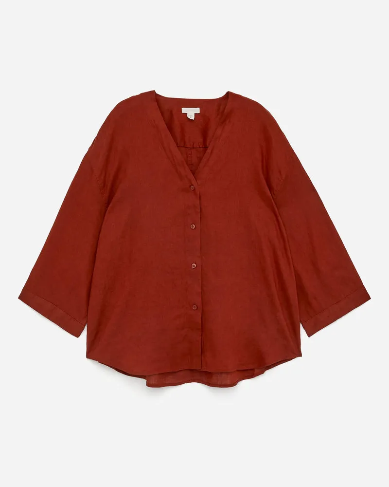 Arket Leinenbluse - Orange Rostrot