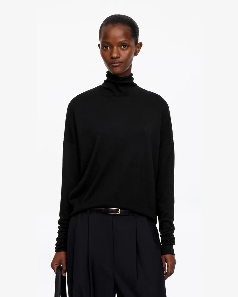 Arket Rollkragenpullover Aus Merinowolle -Schwarz Schwarz