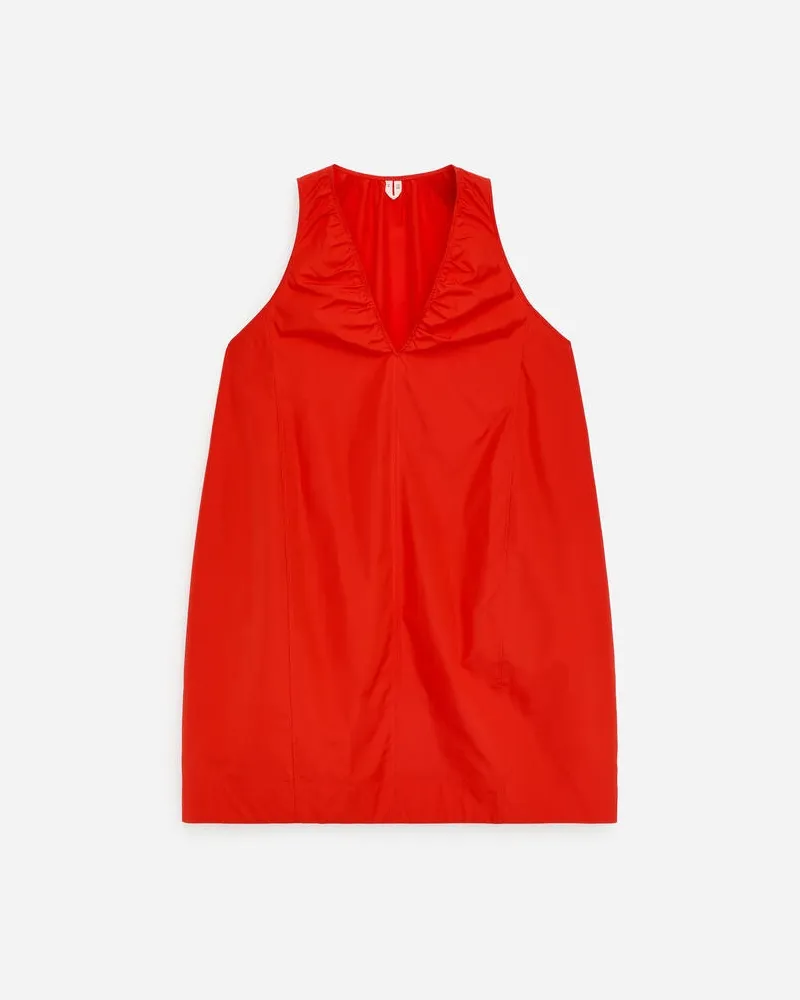 Arket Gerafftes Kleid Mit V-Ausschnitt -Rot Rot