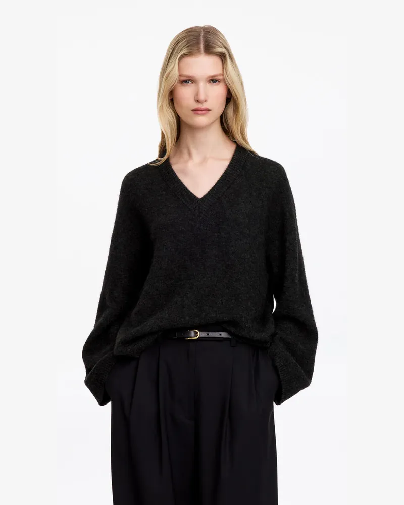 Arket V-Pullover Aus Alpakawolle Und Wolle -Grau Grau