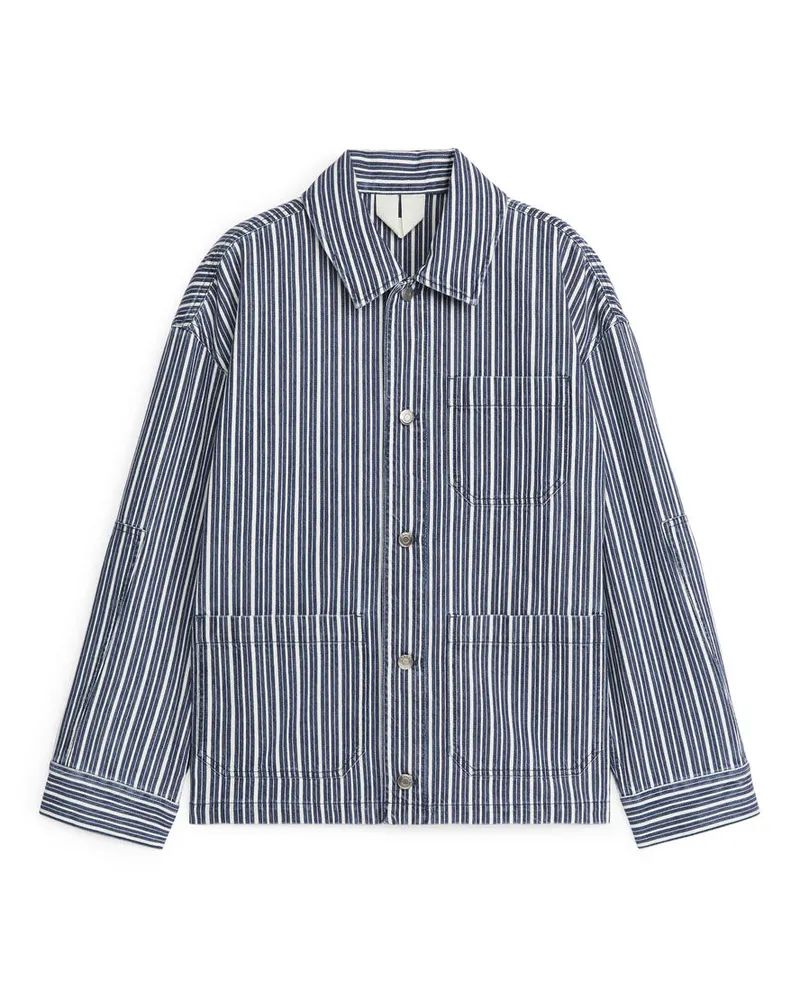 Arket Jacke Aus Baumwolle - Blau|Weiß|Mehrfarbig Blau