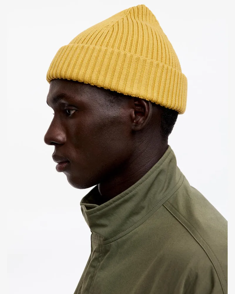 Arket Gerippte Baumwoll-Beanie -Gelb Gelb
