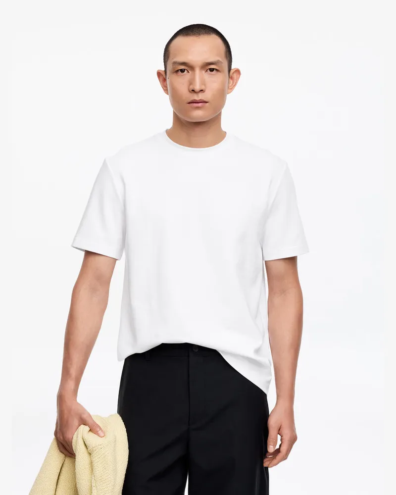 Arket Interlock-T-Shirt Mit Normaler Passform -Weiß Weiß