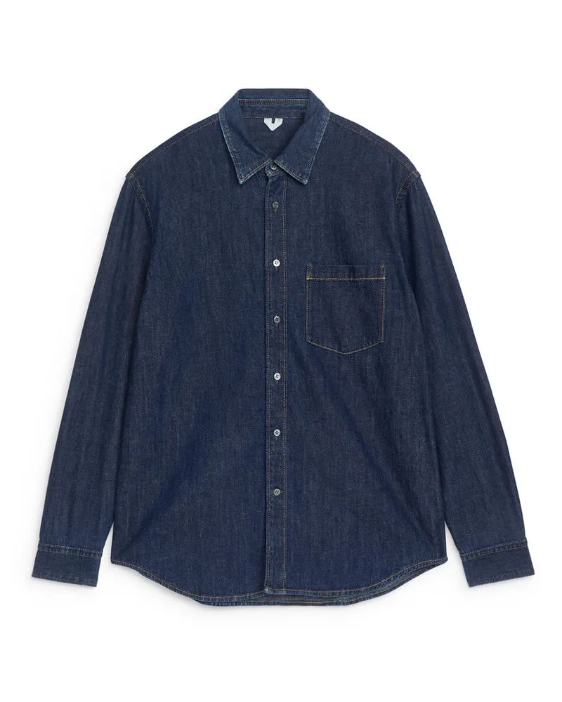Arket Legeres Jeanshemd - Blau Dunkelblau
