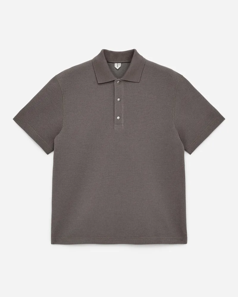 Arket Poloshirt Mit Waffelmuster - Grau Grau