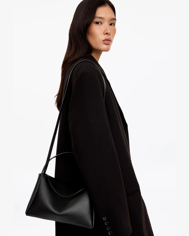Arket Schultertasche Aus Leder -Schwarz Schwarz