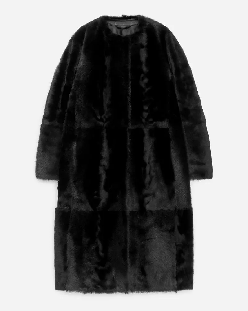 Arket Shearling-Mantel -Schwarz Schwarz