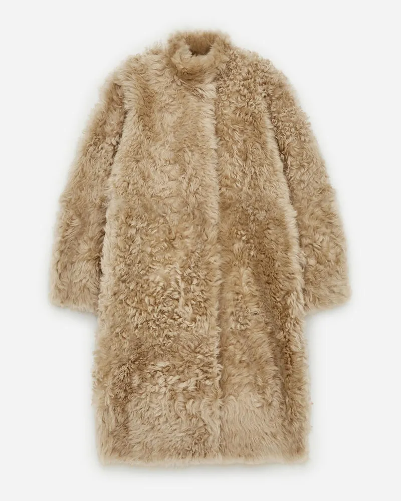 Arket Shearling-Mantel - Beige Dusty