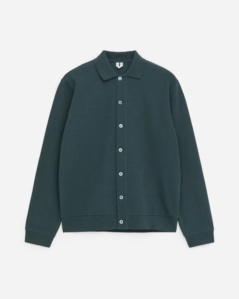 Arket Strickjacke Aus Baumwolljersey - Blau Grün
