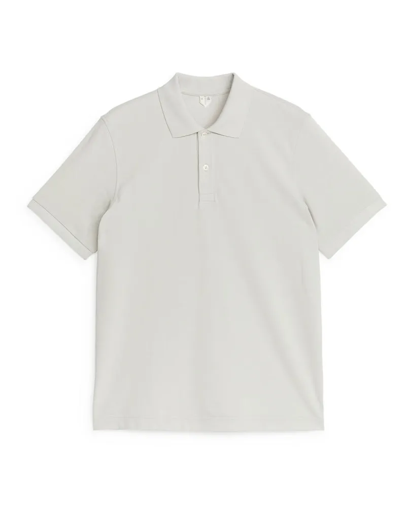 Arket Pikee-Poloshirt - Grau Hellgrau