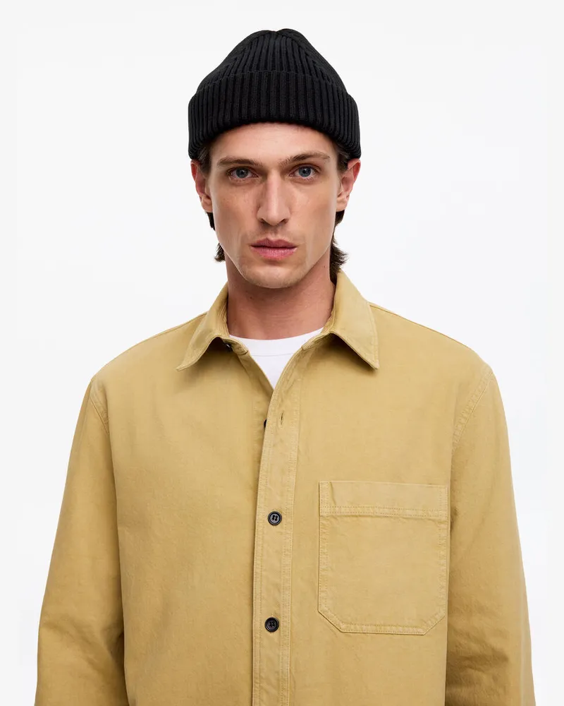 Arket Gerippte Baumwoll-Beanie -Schwarz Schwarz