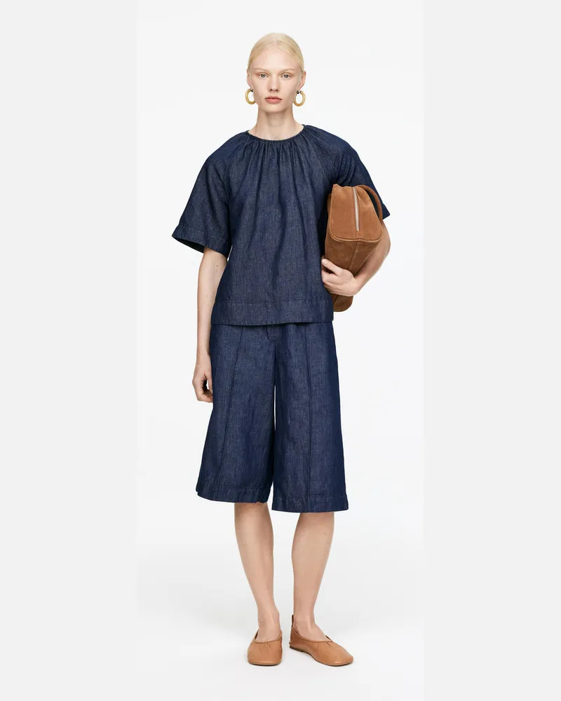 Arket Shorts Aus Baumwolle Und Leinen -Blau Blau