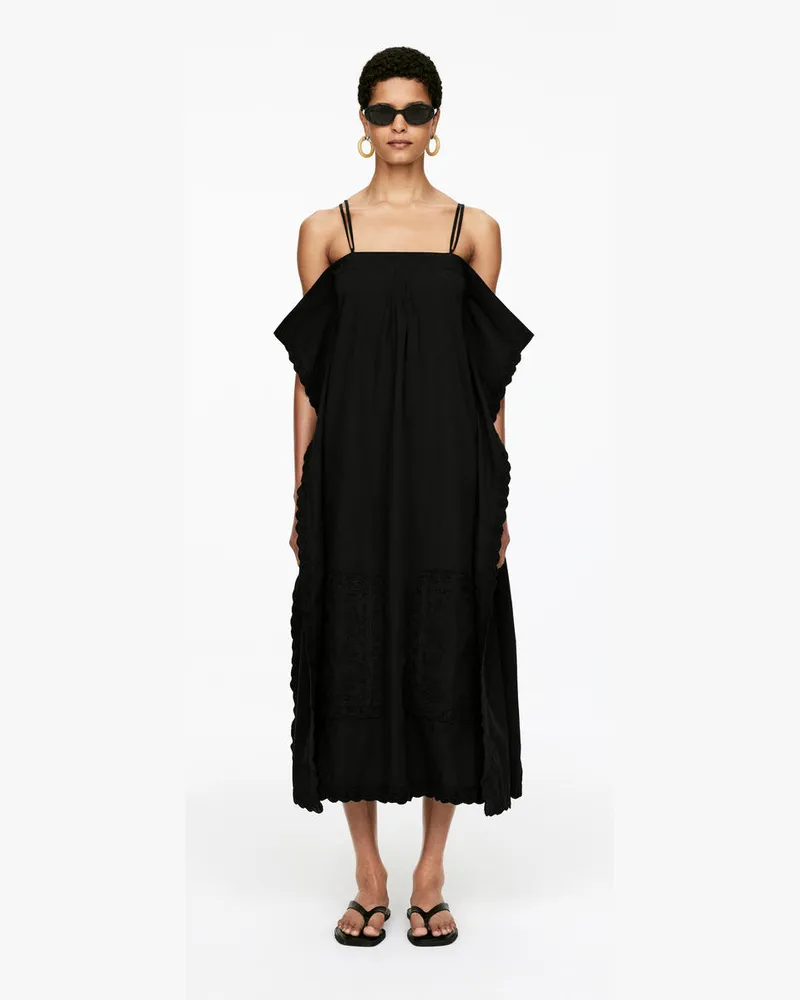 Arket Besticktes Trägerkleid -Schwarz Schwarz