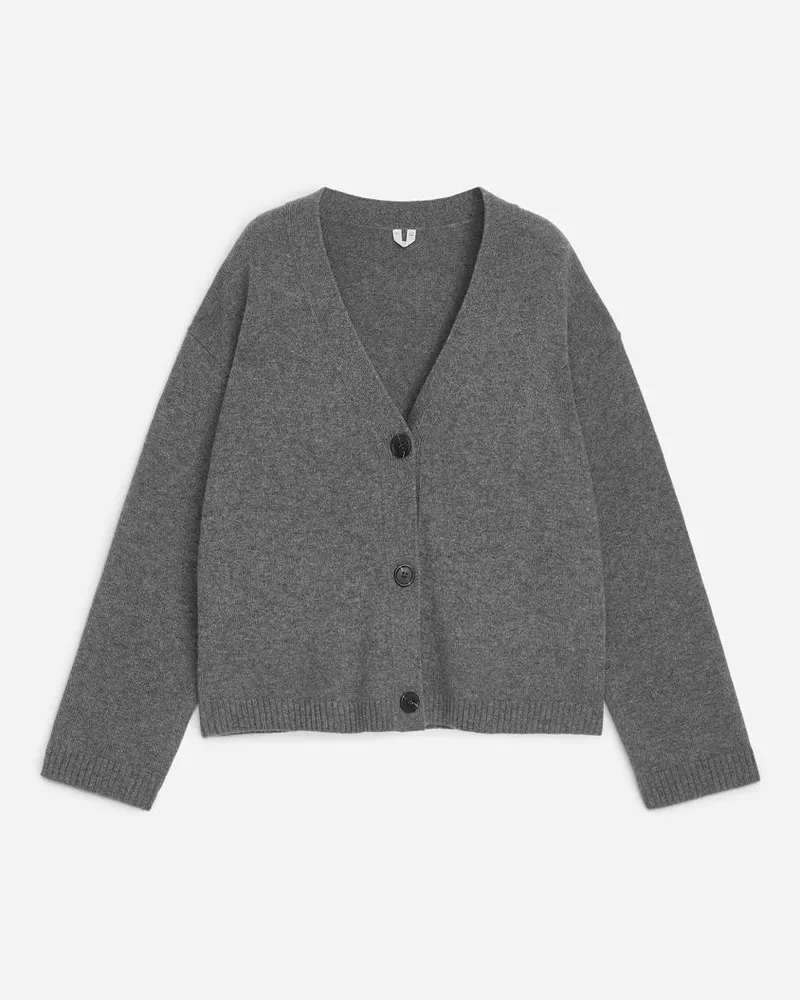 Arket Strickjacke Aus Kaschmir Und Wolle - Grau Graumeliert