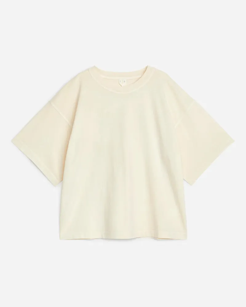 Arket T-Shirt Aus Baumwolle - Weiß|Beige Cremeweiß