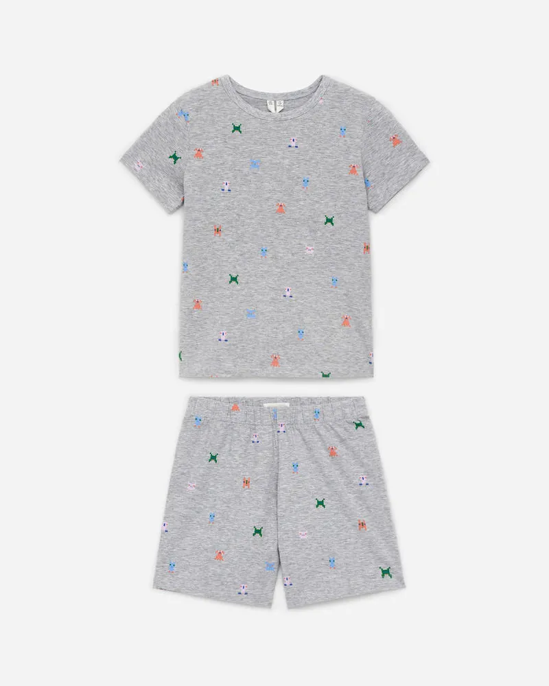 Arket Zweiteiliger Kurzer Pyjama Aus Jersey - Grau Graumeliert