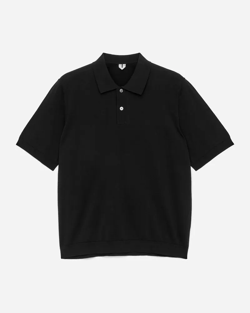 Arket Poloshirt Aus Baumwolle Und Seide -Schwarz Schwarz