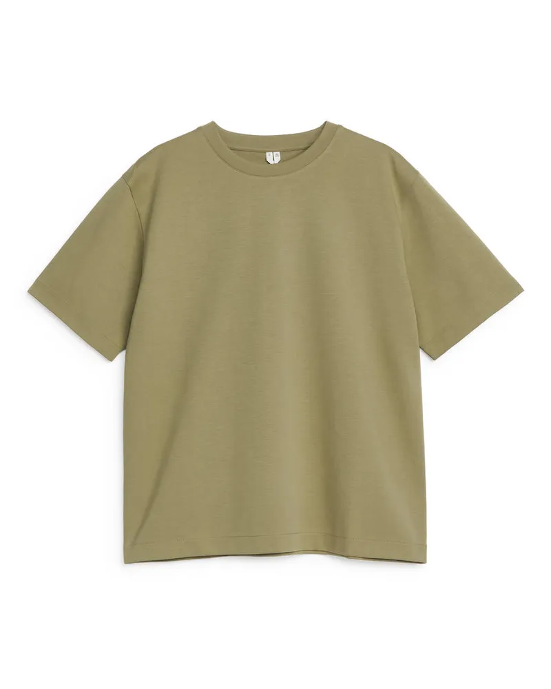 Arket Interlock-T-Shirt - Grün Khaki