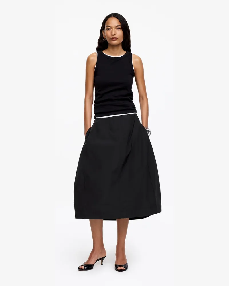 Arket Hoch Geschnittener Midirock -Schwarz Schwarz