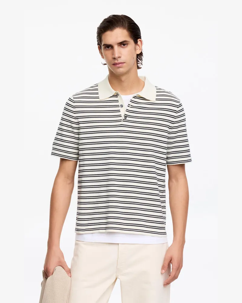 Arket Feinstrick-Poloshirt -Weiß Weiß