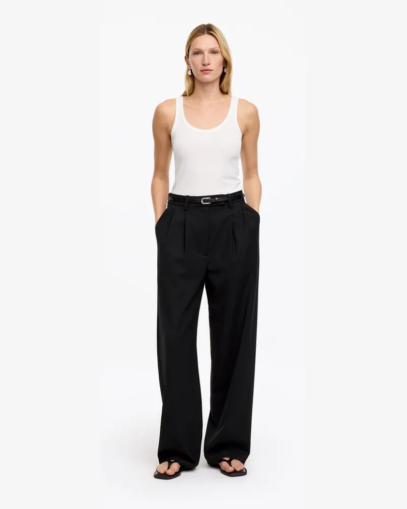 Arket Elegante Hose Aus Wollmischung -Schwarz Schwarz
