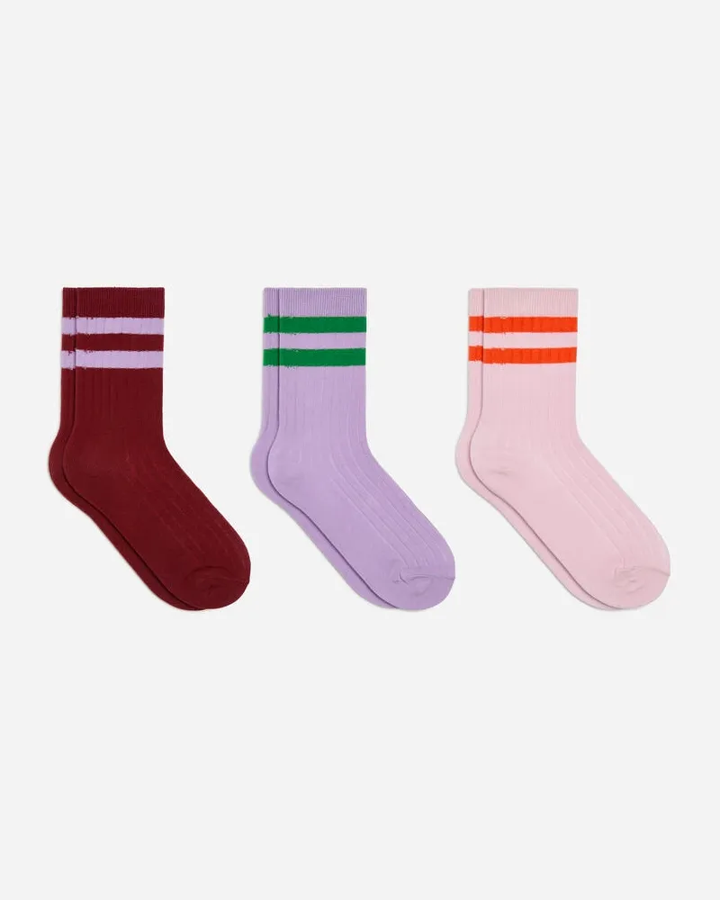 Arket Gerippte Socken 3er-Pack -Rot Rot