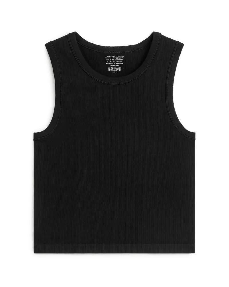 Arket Nahtloses, Geripptes Tanktop - Schwarz Schwarz