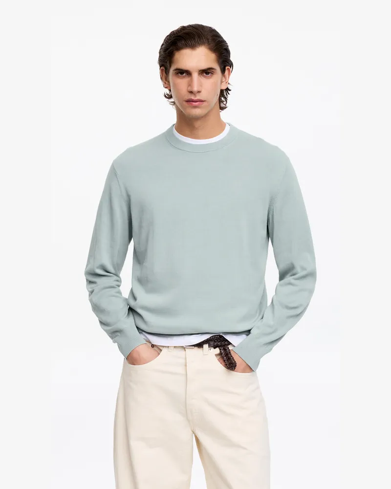 Arket Lightweight Cotton Crewneck Jumper -Grün Grün